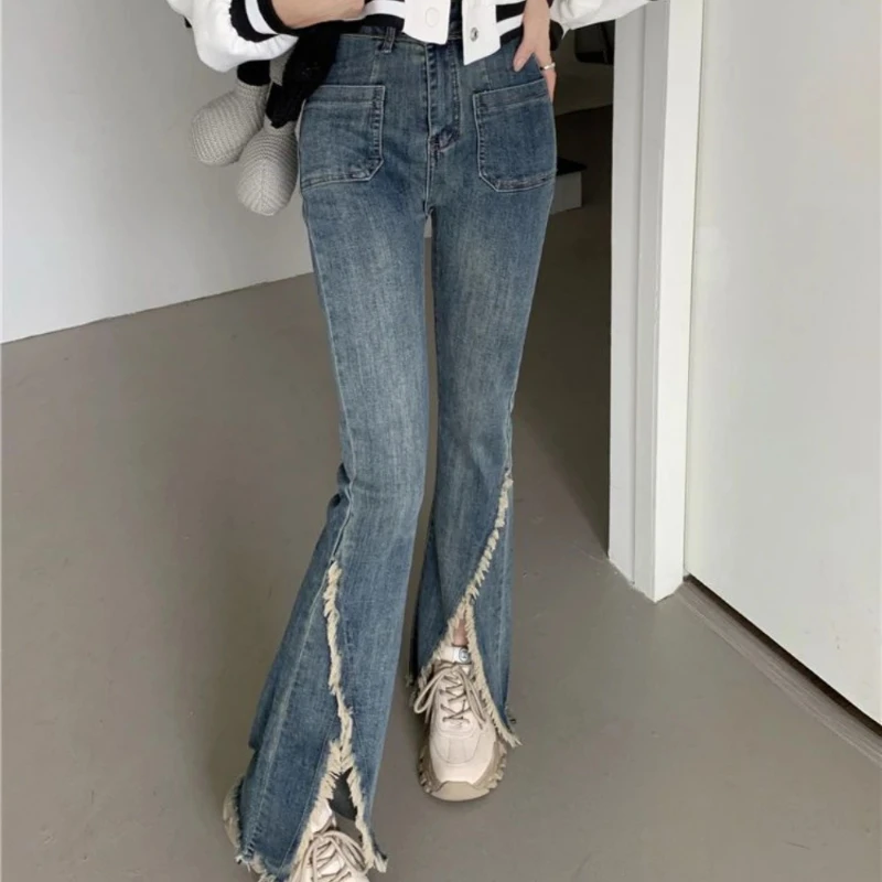 

Woman Jeans Slim Fit High Waist Denim Pants for Women Size X Larg Unique Original Stretched Clothes Cool Fitted Vibrant Trousers