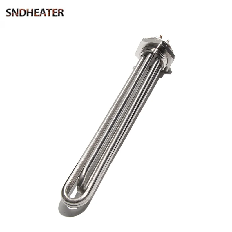 SNDHEATER DN32 DN40 Electric Water Resistant Fast Heating 220V 380V 304SS Thread Liquid Immersion Heater 3KW 4.5KW  6KW 9KW 12KW