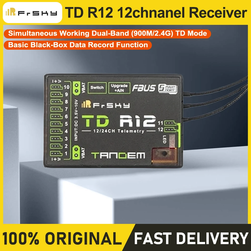 جهاز استقبال FrSky TD R12 ، 12 قناة مع PWM SBUS FBUS أو S.Port ، 2.4Ghz ، 900MHz