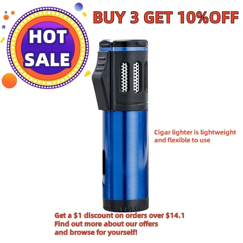 

Hot Portable Three Flames Charge Cigar Spray Gun Welding Gun Outdoor Barbecue Lighter Moxibustion Ignition Windproof Lighter
