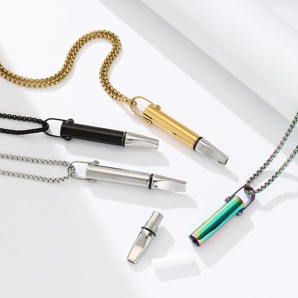 Stainless Steel Mindfulness Breathing Resistance Pendant with Filter Cotton Fruit Flavor Relaxation Meditation Necklace Jewelry