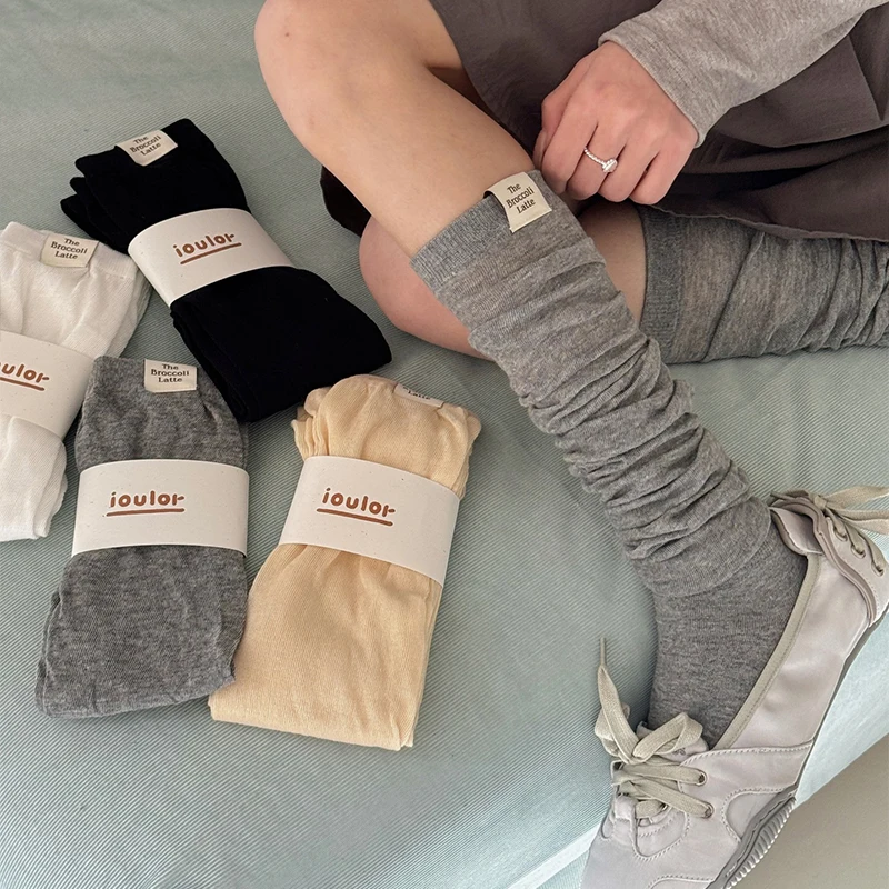 Korean Mesh Thigh High Socks Women Fashion Japanese JK Solid Color Knee High Stockings Summer Breathable Calf Sock Over The Knee