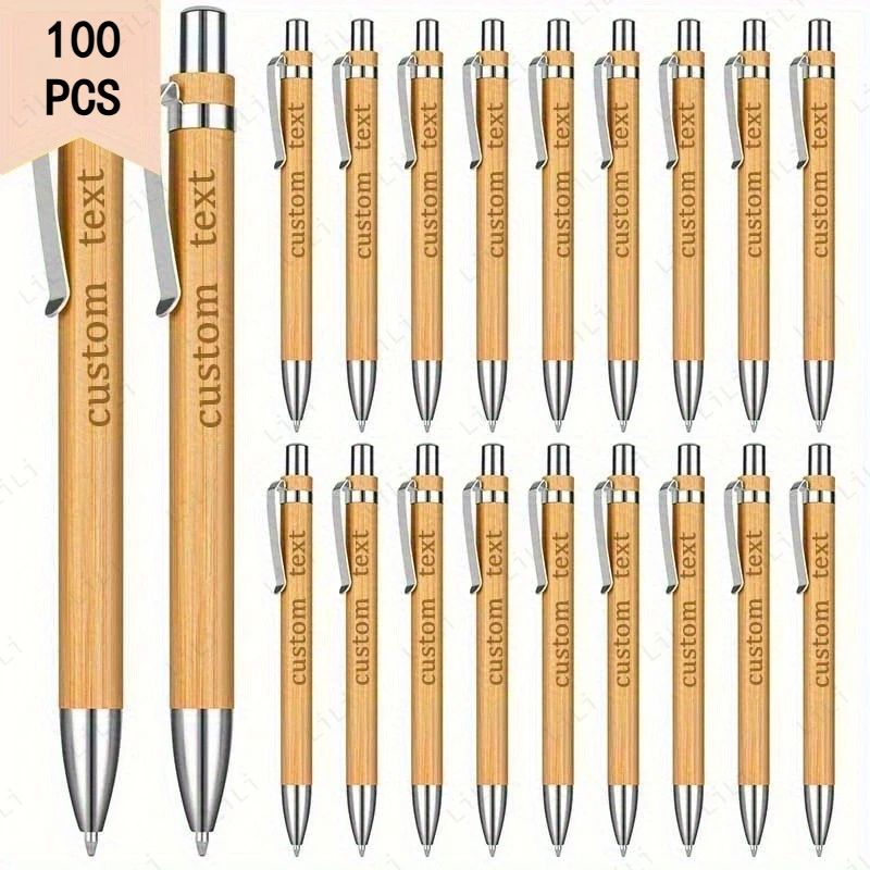 

100pcs/set bamboo ballpoint pens fashionable and environmentally friendly business and office party gifts with printable logos