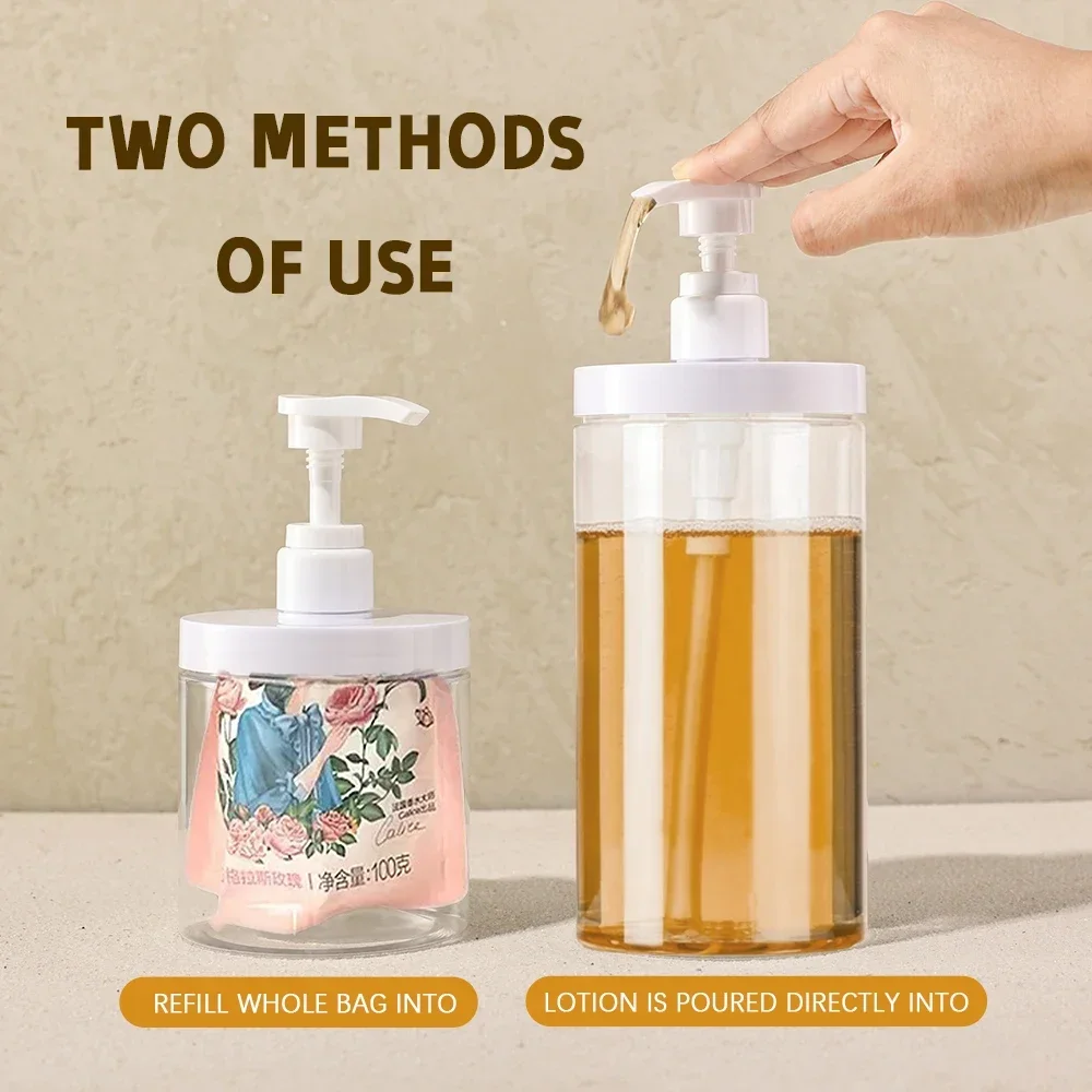 1 шт., 500 мл/1000 мл, дозатор для бутылок с насосом, пластиковые многоразовые бутылки с широким горлышком, многоразовые пустые для путешествий, мыла для душа