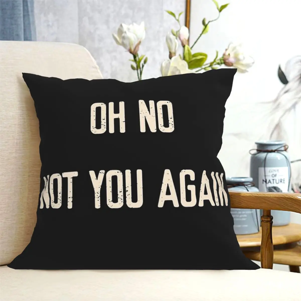 Oh No! Not You Again! Welcome Square Pillowcase Cushion Cover Pillow Case Throw Pillow Cover for Home Sofa Living Room