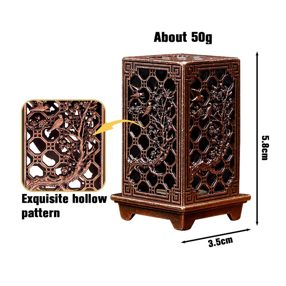 Antique Style Incense Burner Metal Hollow Censer Box Vertical Incense Holder Zen Tea House Home Decoration Aromatherapy Ornament