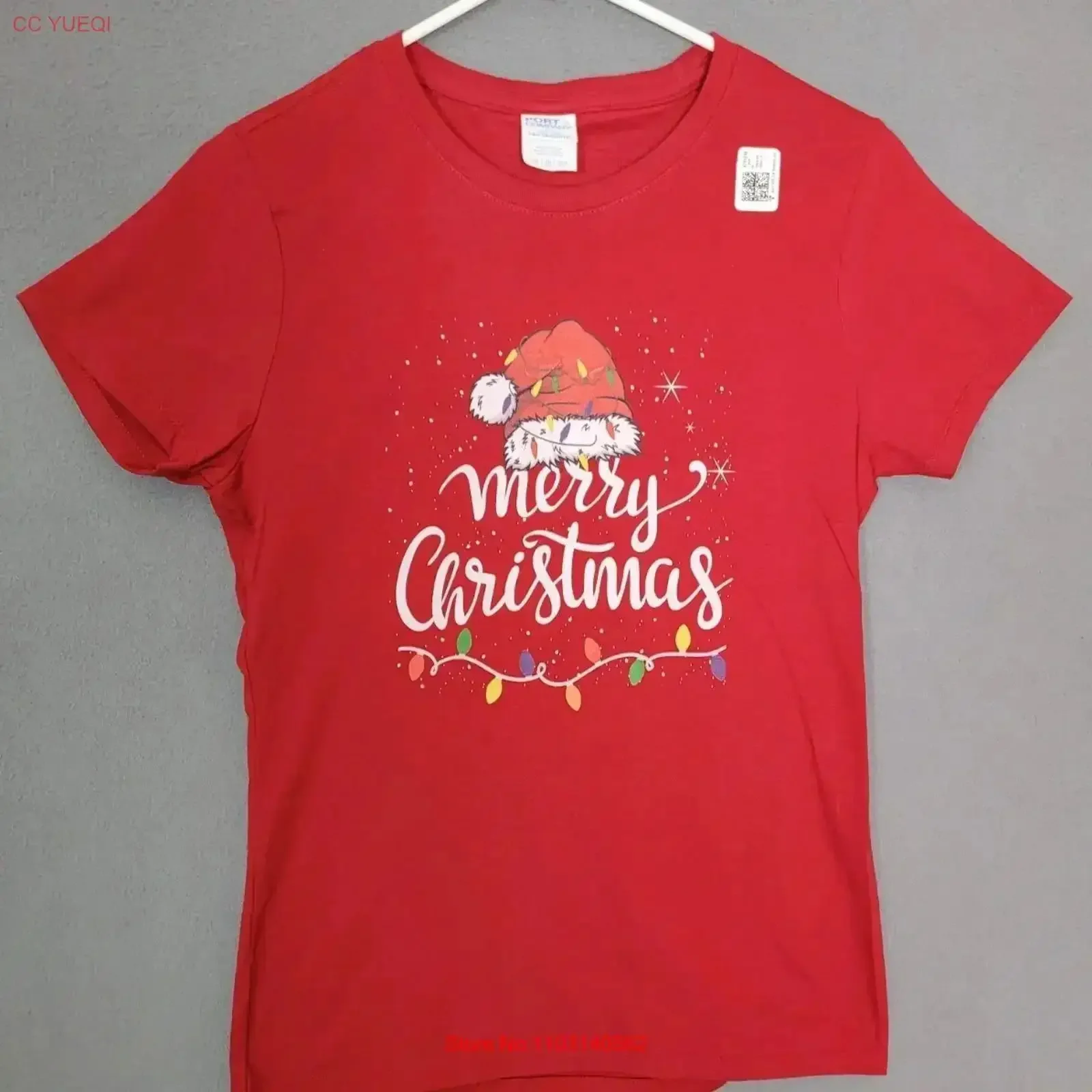 Merry Christmas Lights Red Santa Hat Xmas T Shirt Womens XSMALL vintage Washed Stylish Soft Slightly Stretched graphic vintage