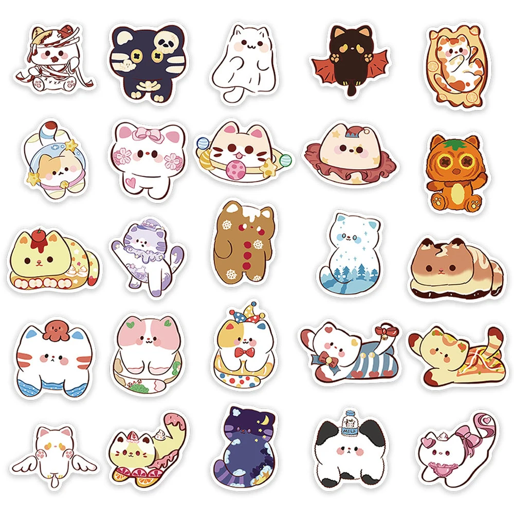 10/30/50 pçs engraçado dos desenhos animados gato criativo adesivos à prova dwaterproof água diy skate bagagem bicicleta notebook bonito decoração adesivo para presente