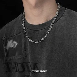 Hip Hop Titanium Steel Necklace For Man Woman Trend Wrapping Rope Knot Collar Chian Unisex Choker Jewelry Kpop Accessories