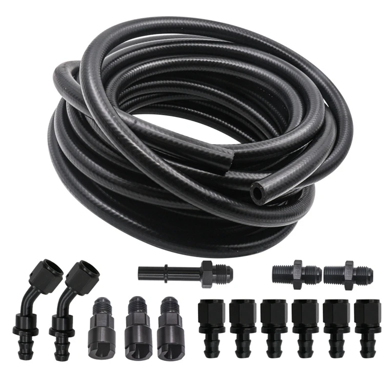 1Set EFI FI 25Feet Black For NEW 3/8 Complete LS Conversion Fuel Injection Line Fitting Adapter Kit