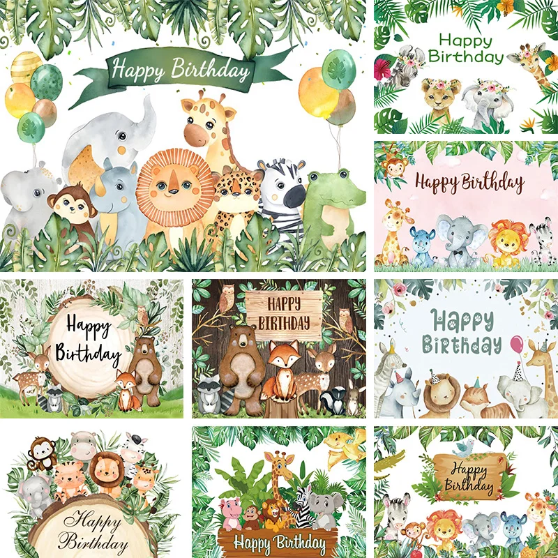 Safari Baby Shower Backdrop Custom Jungle Animals Birthday Theme Party Decors Forest Animal Decorations Photo Background Banner