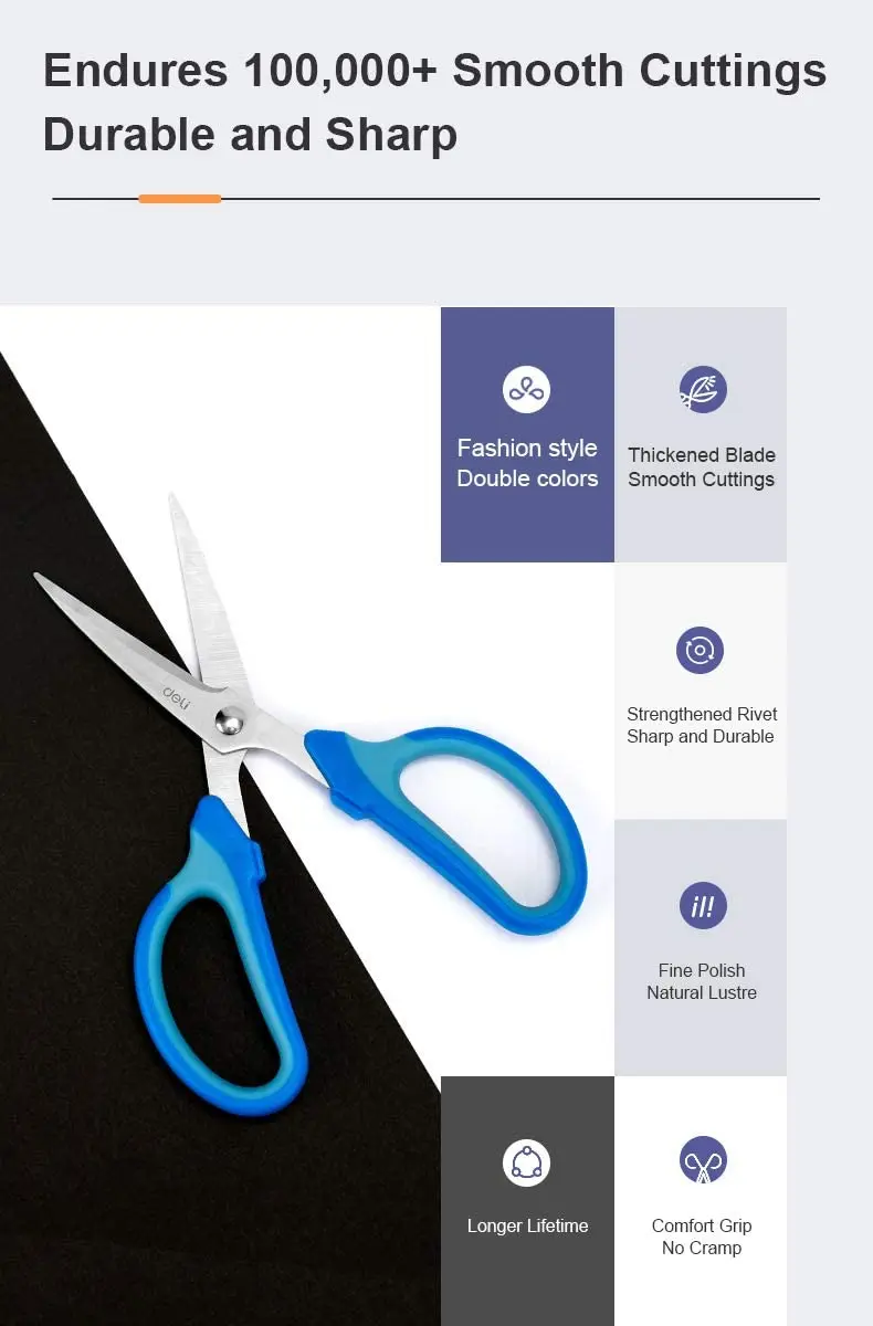 2 Pack Multi-Purpose Cutting Scissors, Ergonomic Stainless Steel Scissor, Craft Scissors Set, Rubber Comfort Grip Sharp Blade Ea