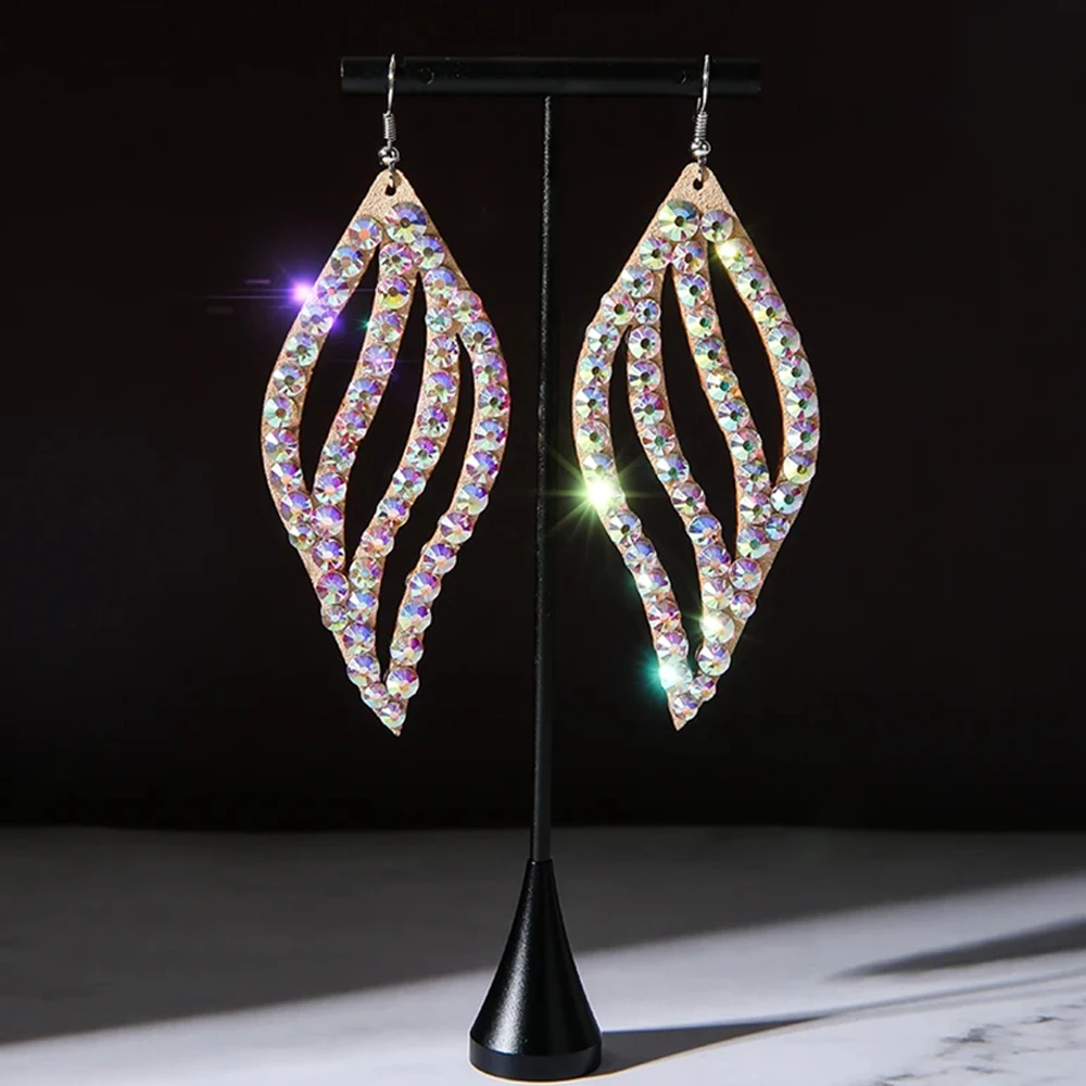 Stonefans Rhinestone Drop Earrings for Women Boho Belly Dance Accessories Statement Dangle Trending Earrings Jewelry Gift