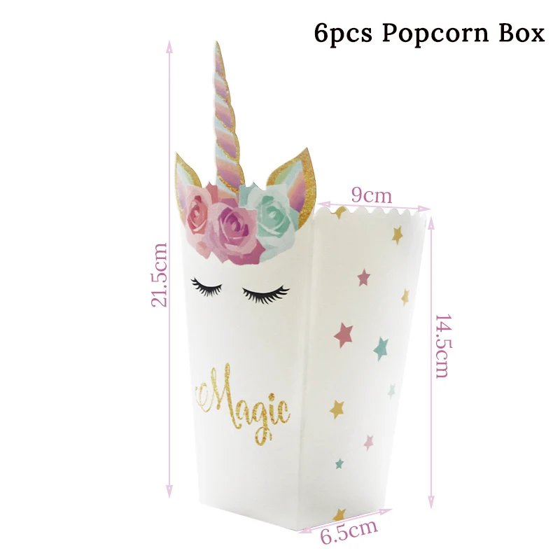 Unicorn Party Supplies Paper Popcorn Box Cookie Gift Box Bag Kids Unicorn Theme Birthday Party Decoration Baby Shower Supplies — zdjęcie 6