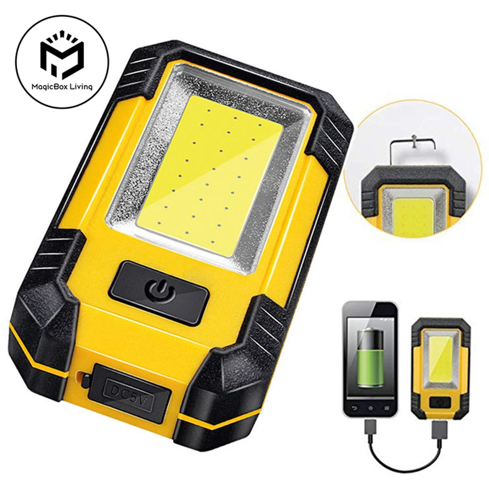 

3600mah Power Bank Cob Work Lights Rechargeable Magnetic Led FlashLight Portable Camping Lantern Worklight For Car Repairing