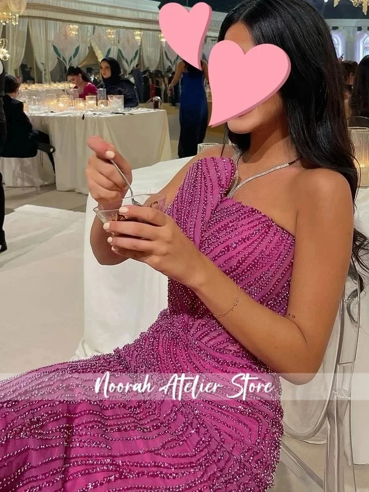 Customize Elegant Vintage Sweet Sexy Pink Mermaid Sparkle Beads Evening Dresses Lace Formal Occasion Long Dresses Party Gowns