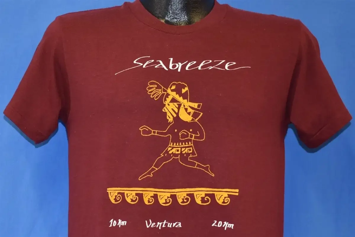 80s Seabreeze Run Ventura California 10KM Road Race Tribal Native T Shirt Medium