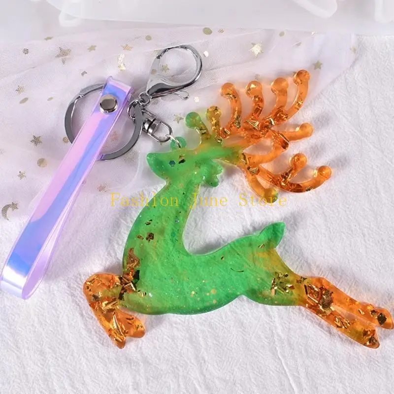N5KA Christmas Resin Mold with Hanging Hole Decor for Keychain Jewelry Making Pendant