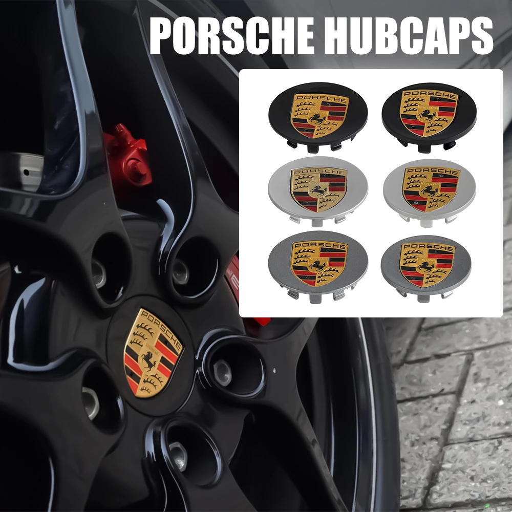 4PCS 65/76mm Car Wheel Tire Center Hub Caps Sticker Dust-proof Cover For Porsche Panamera Cayenne 911 Boxster Taycan Cayman