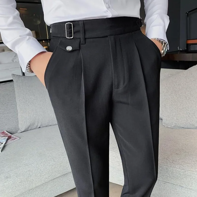 Men Suit Pants 2024 New British Style Business Casual Solid Slim Fit Straight Dress Pants for Men Formal Trousers Men Clothing