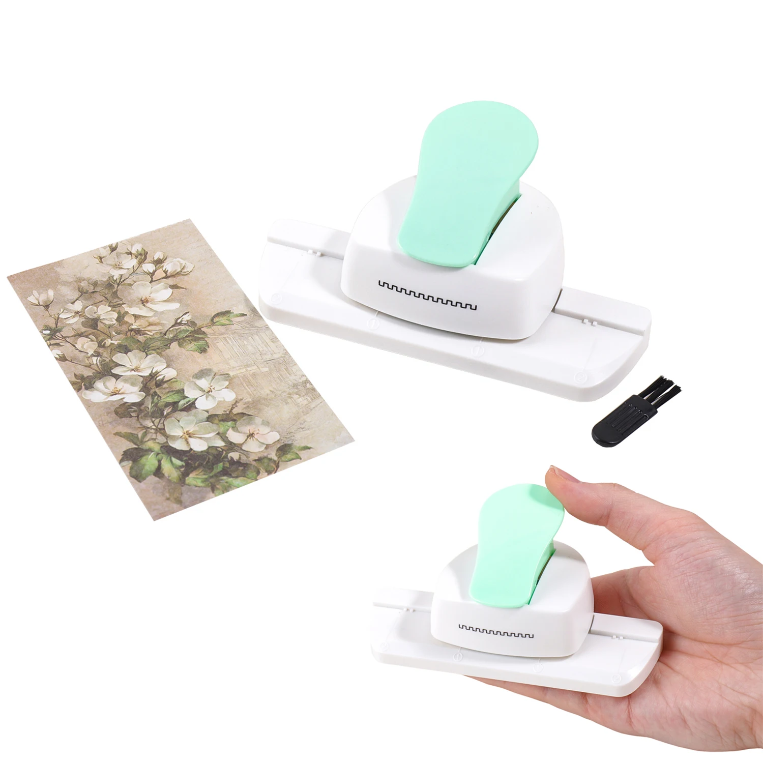 Stamp-shaped serrated edge embossing tool, press-type paper 