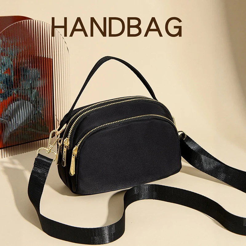 

Многослойная нейлоновая сумка через плечо для женщин, однотонная, водонепроницаемая, мини-сумочка, простая сумка на плечо для мамы, кошелек для телефона