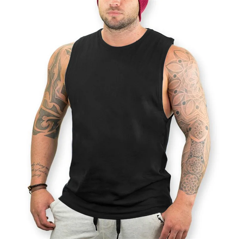 

Blank Muscle Fit Sleeveless Shirt Mens Workout Singlets Bodybuilding Stringer Tank Top Fitness Clothing Cotton Running Vest