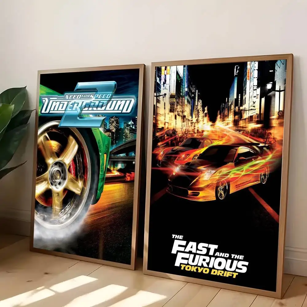 F-Fast And Furious Classic Vintage Poster Sticker Print Waterproof Wall Art For Living Room Bedroom Home Decor
