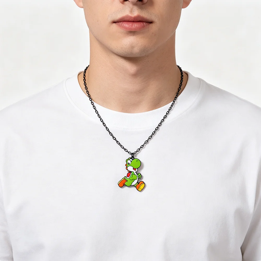 Yoshi Dinosaur Enamel Necklace Cartoon Lovely Animal Character Pendant Fashion Trend Jewelry Gift for Friends view 4