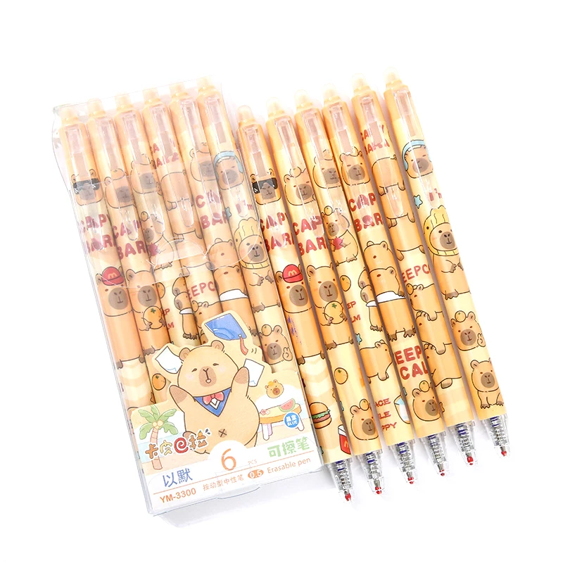 6Pcs Nette Capybara Gel Stifte Kawaii Neutral Stift Set Schnell Trocknende Blau Löschbaren Stifte Büro Schule Liefert Student schreibwaren