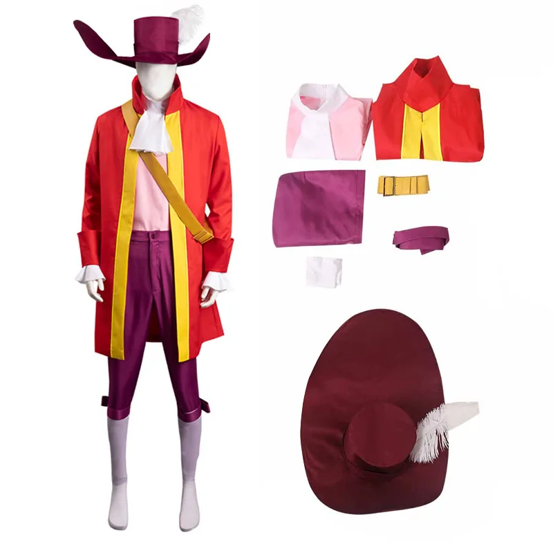 

Anime Peter Cosplay Captain Hook Costume Coat Pants Fantasia Costume Halloween Carnival Party Male Roleplay Disguise Clothes