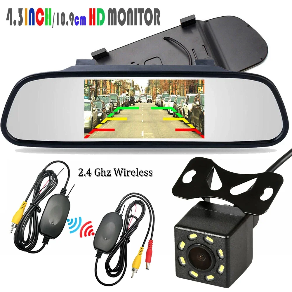 

QueenDer Wireless Car Rearview Camera With Mirror Monitor For Vehicle Parking Mirror Camera Hd Reverse Camera With 4.3” Screen