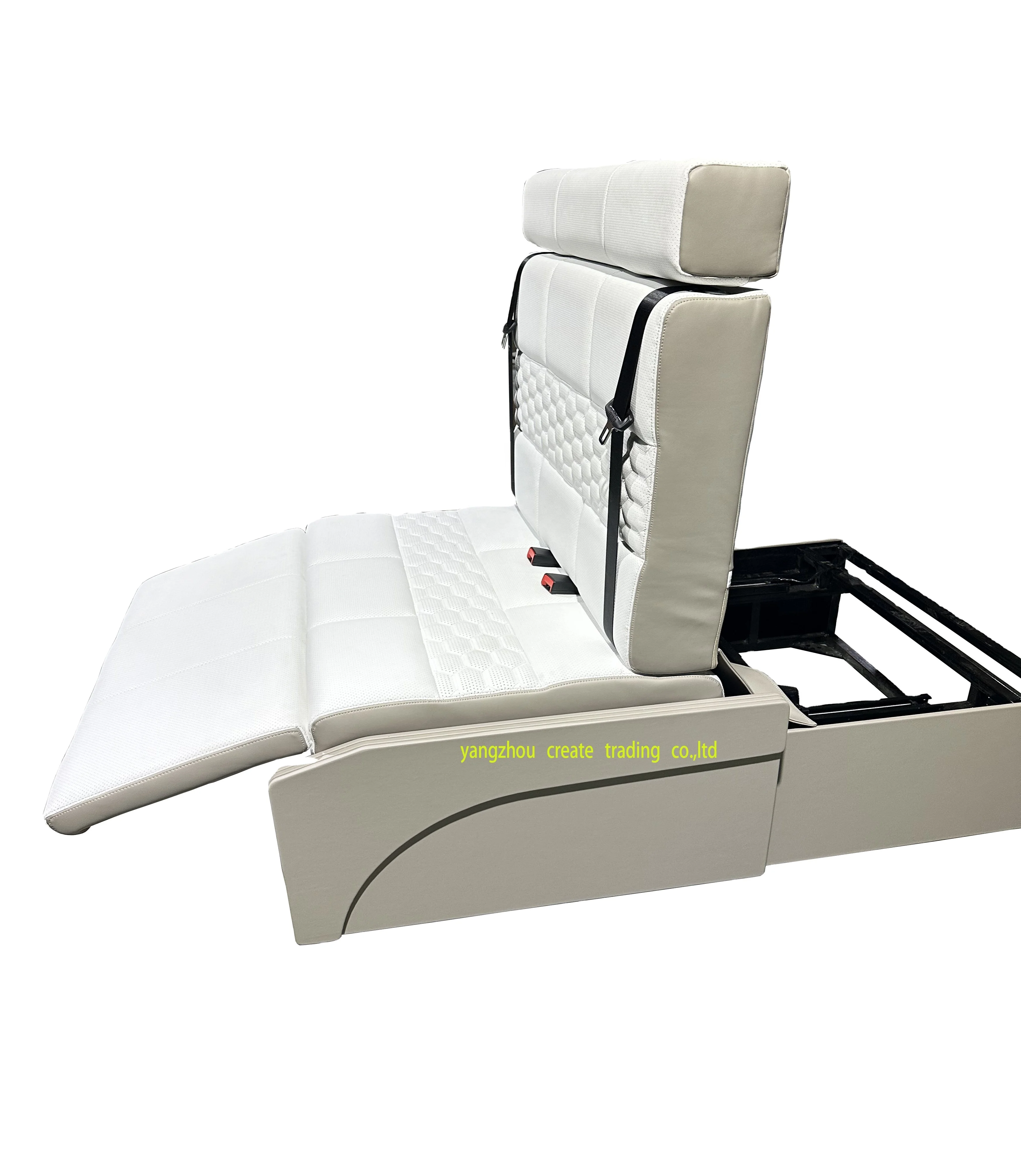 

2-Seater Leather Folding Sofa Bed for RV Caravan Camper Van Front Swivel Plate for Front Seats or Rear Bed Configuration