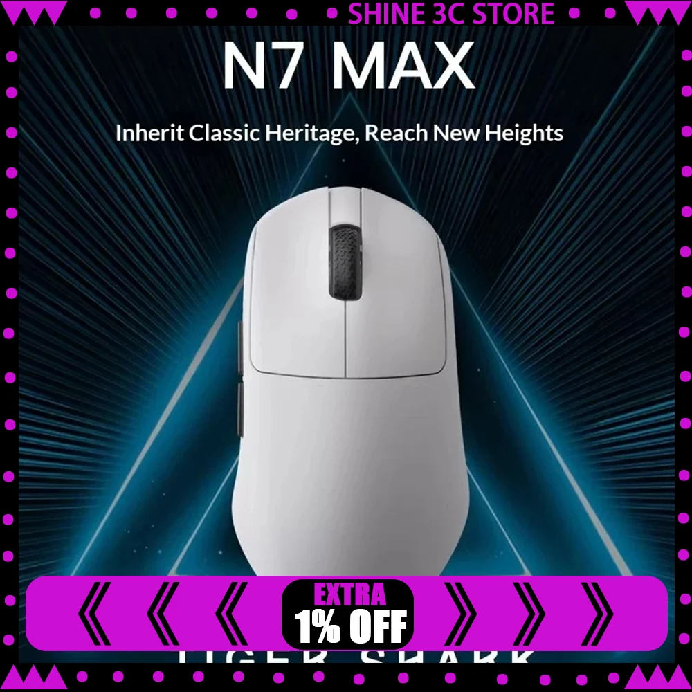 Darmoshark N7MAX Gaming Mouse Three Mods Nordic52840 8K Pixart PMW 3950 Wireless Mouse Low Delay Light Weight Mouse Game