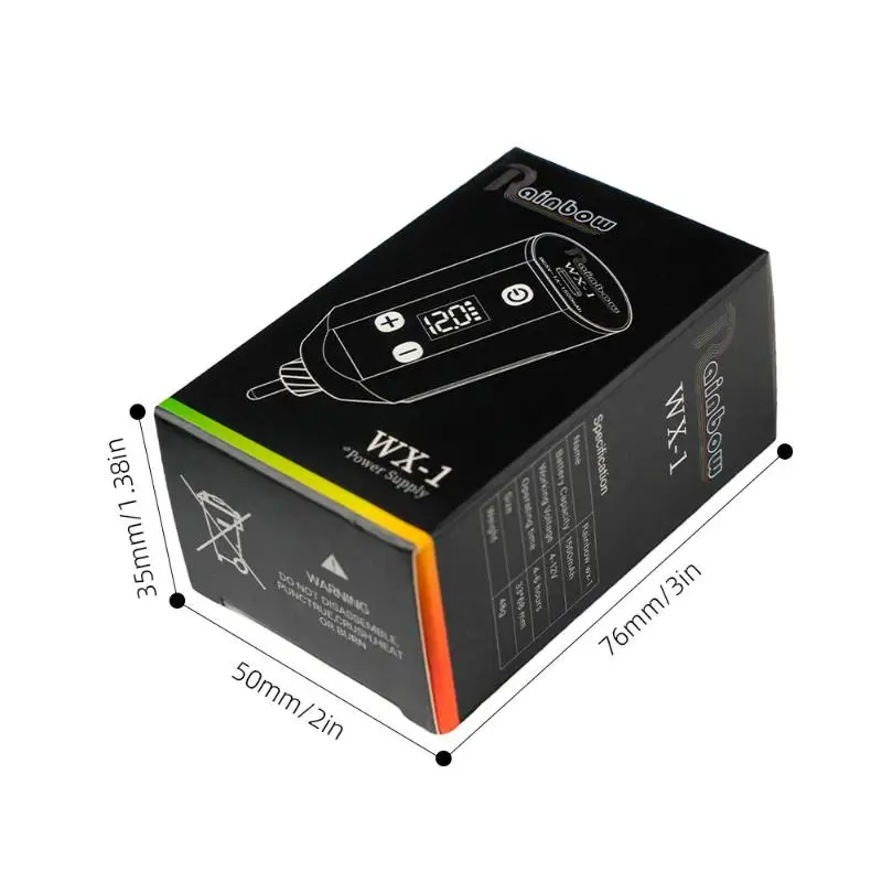 ＆Cordless Tattoo Power Supply 1500mAh Battery Portable USB Rechargeable Adjustable Voltage 4‑12V for Tattoo Pen Professional Use