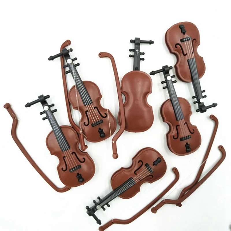 Santa Claus Wood Grain Violin Christmas Accessories Small Pendants DIY Decorations