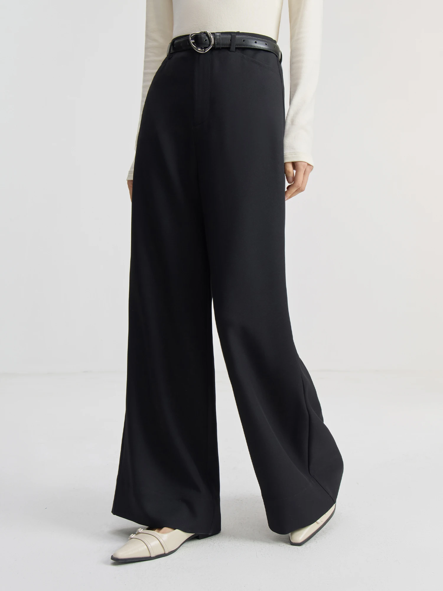 ZIQIAO Petite Casual Versatile Loose Wide Leg Pants for Women 2024 New Pear Shaped Figure, Big Foot Mouth, Floor Length Pants