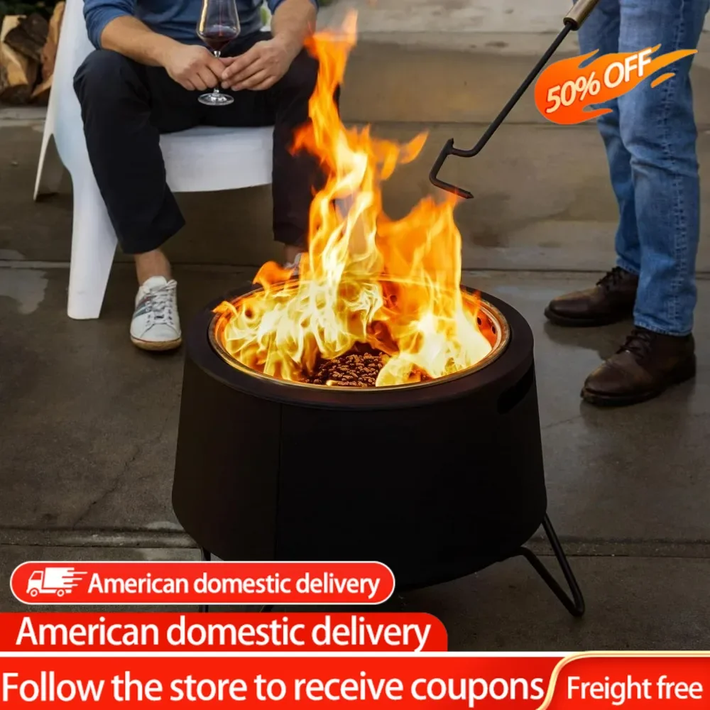 

Brand Smokeless 20 Inch Social Fire Pit,Wood Burning Outdoor Fire Pit- Includes Cloth Cover and Stand,Modern and Portable Design