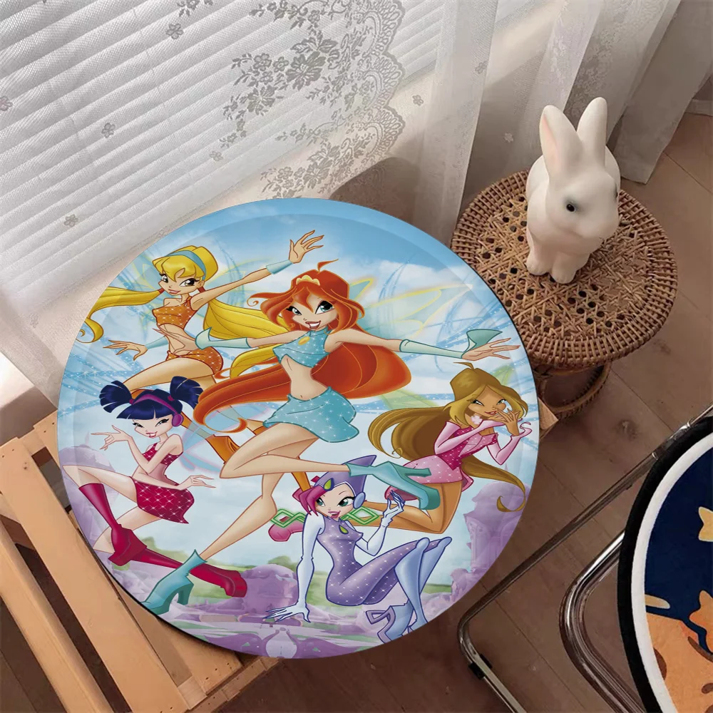 GirlS Cartoon W-Winx Nordic Printing Dining Chair Cushion Circular Decoration Seat For Office Desk Cushion Pads