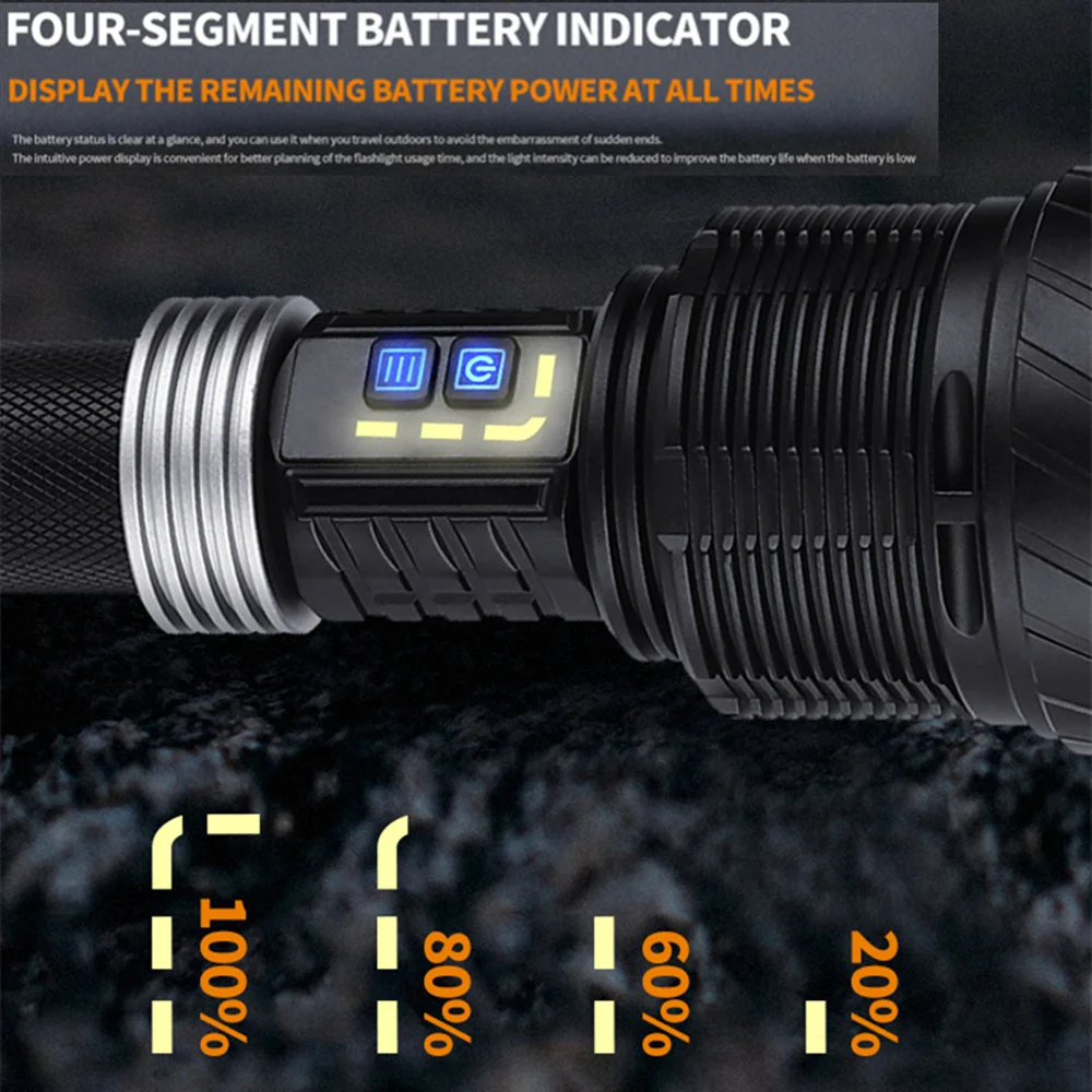 Sobaldr tactical flashlight high power led torch light rechargeable powerful lamparas recargables portatil xhp360 black cob lamp