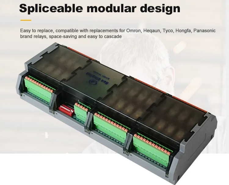 Huaqingjun Módulo de relé Ethernet RS485 de 24 canales Control remoto QJ-24O1Z-T4L Modbus RTU/TCP SPDT 10A Módulos de relés para PLC