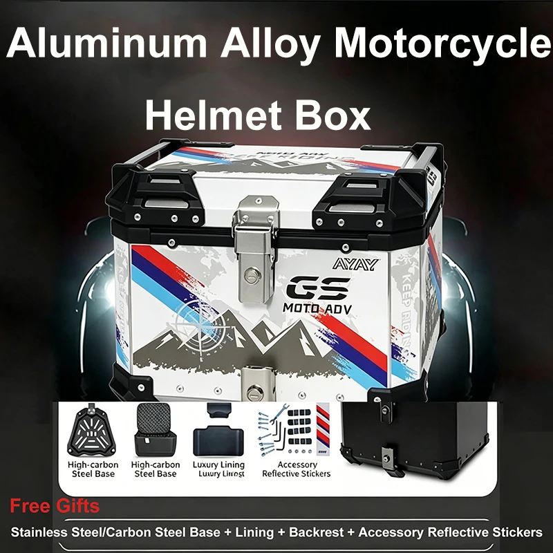 

Universal 36L/45L/55L/65L Motorcycle Tail Box Waterproof Aluminum Alloy Trunk Large Capacity Storage Luggage for Scooter Cruiser