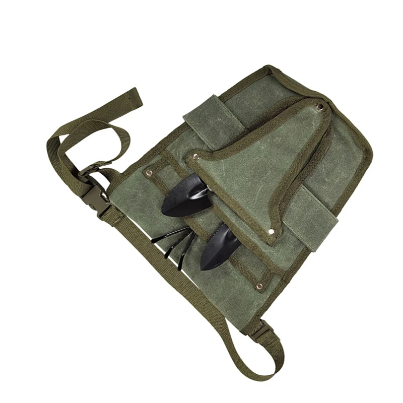Multi-Pockets Canvas Tool Bag With Belt Tool Pouch Gardener Electrician Organizer For Garden Tools