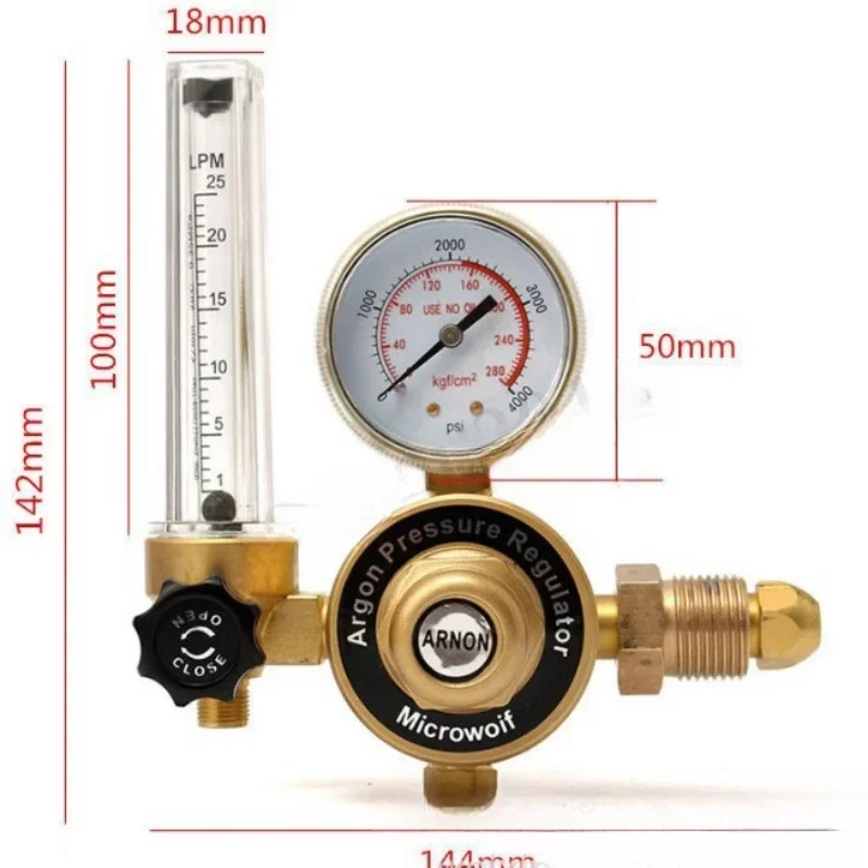 G5/8 All-copper WX-55T External Thread Argon Pressure Reducer AR Argon Meter 25MPA