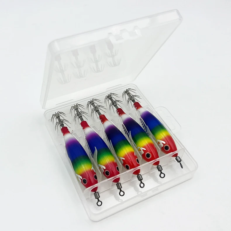 ShareShark 5 Stück/Box Leuchtendes Horizontales Garnelen-Lasermuster Hartköder-Set, geeignet für Meeresangeln auf Tintenfische und Oktopus. – Detail 10