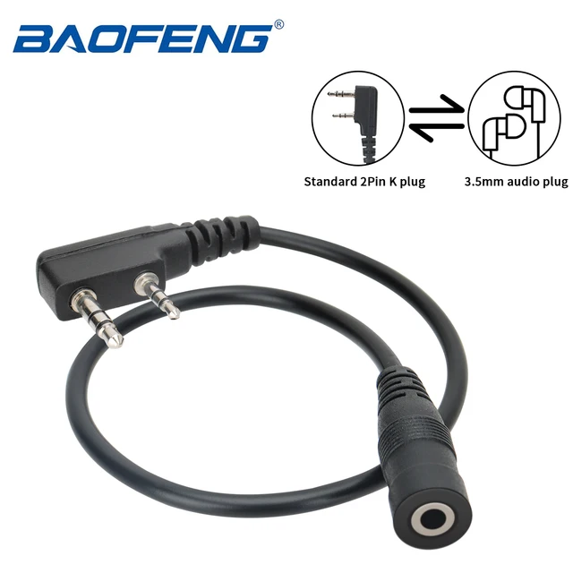 BAOFENG 2 Pin do 3,5 mm Quansheng Walkie Talkie Adapter słuchawki Adapter zestawu słuchawkowego Kabel kompatybilny z BAOFENG UV-5R APPI