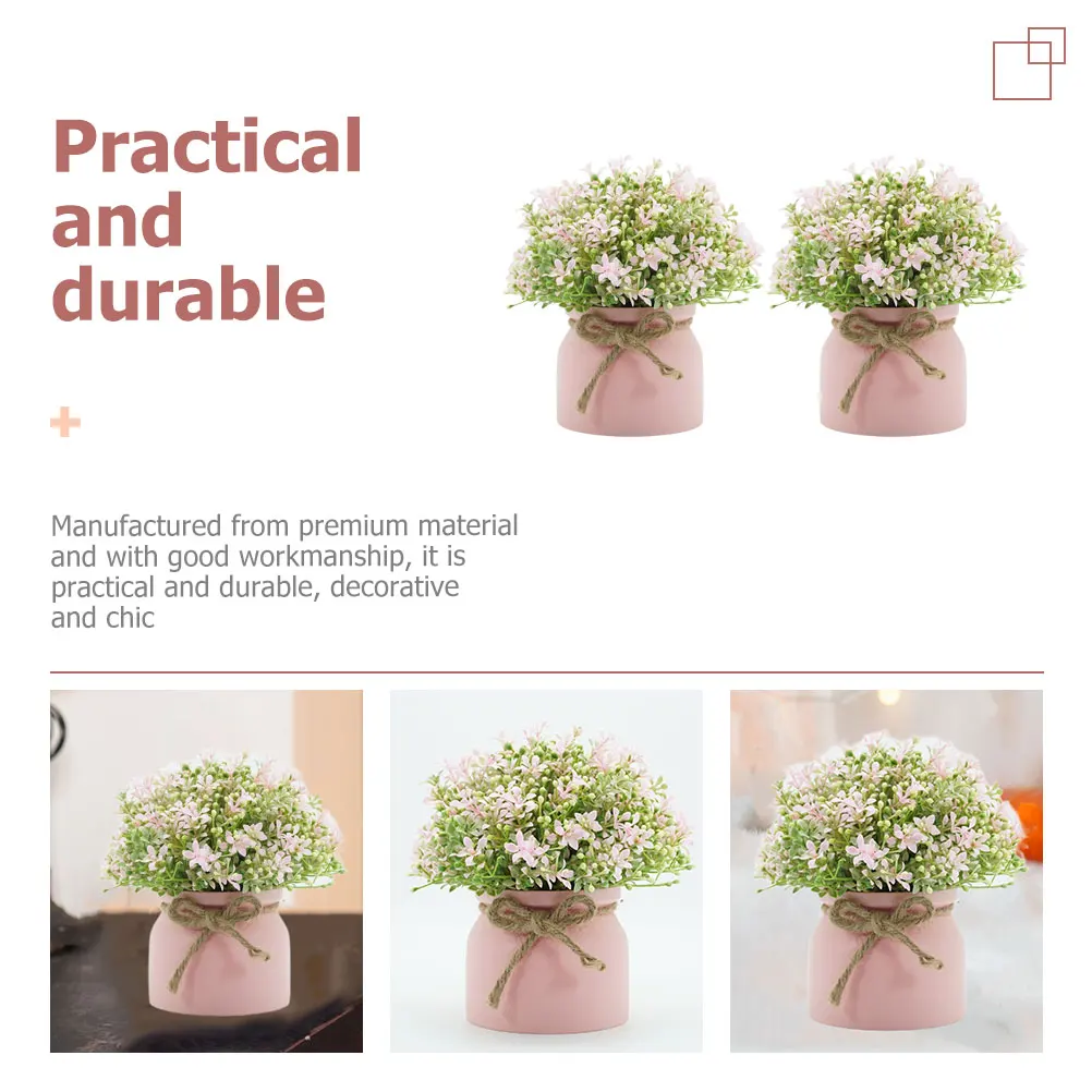 

2 Pcs Artificial Plants Decorative Fake Vase naments Realistic Bonsai Home Office Desktop Adornments Easy CareLanternFake Plant