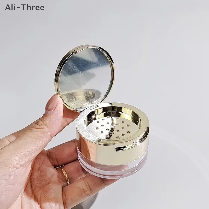 1Pcs 6g Portable Powder Box Empty Loose Powder Container With Sieve Mirror Cosmetic Sifter Loose Jar Travel Makeup Container