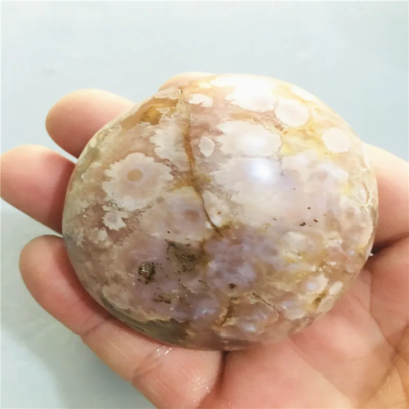 Natural crystal Cherry blossom stone portable rolling stone massage stone