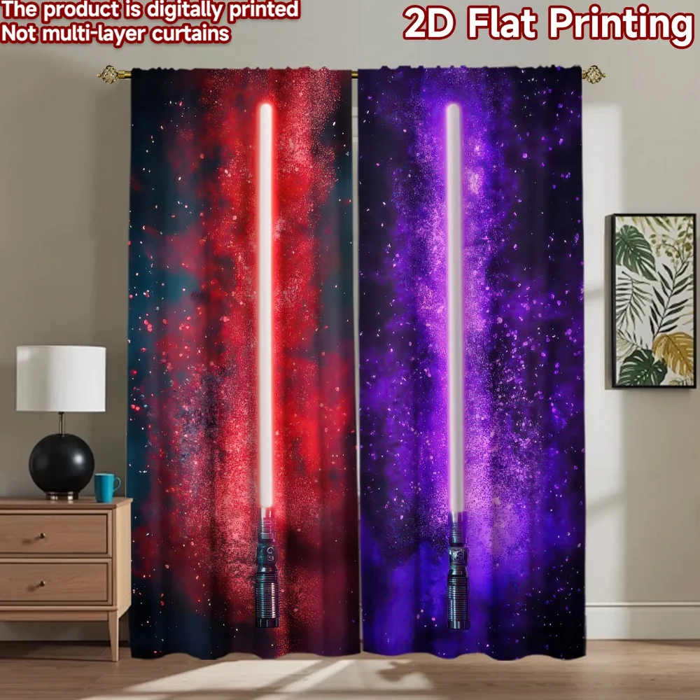 1 Stück 2D flacher Fotohintergrund, Hintergrundbanner, bunte galaktische Schwerter, 100 % Polyester, Geburtstagsparty für Feiertage